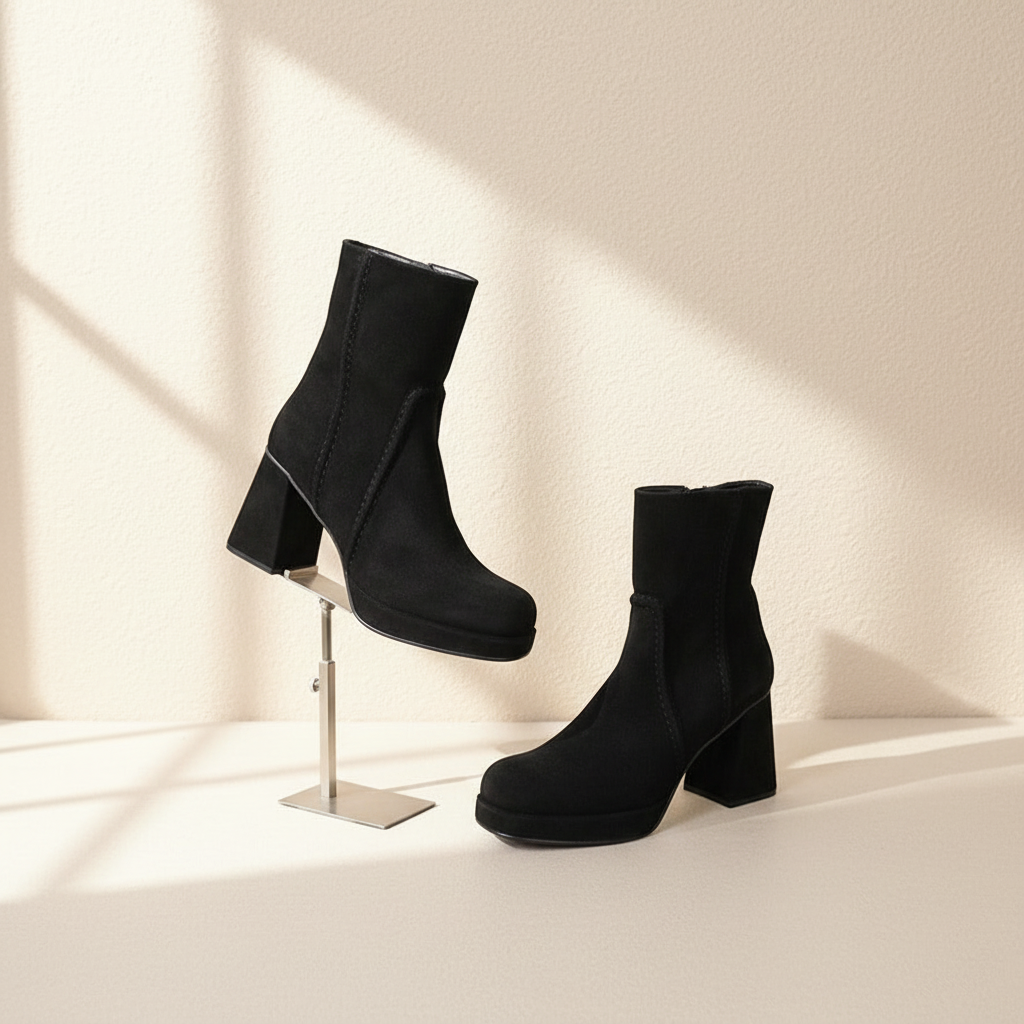 Bottines Minelli Noires En Velours Taille 40 Vintage 90s