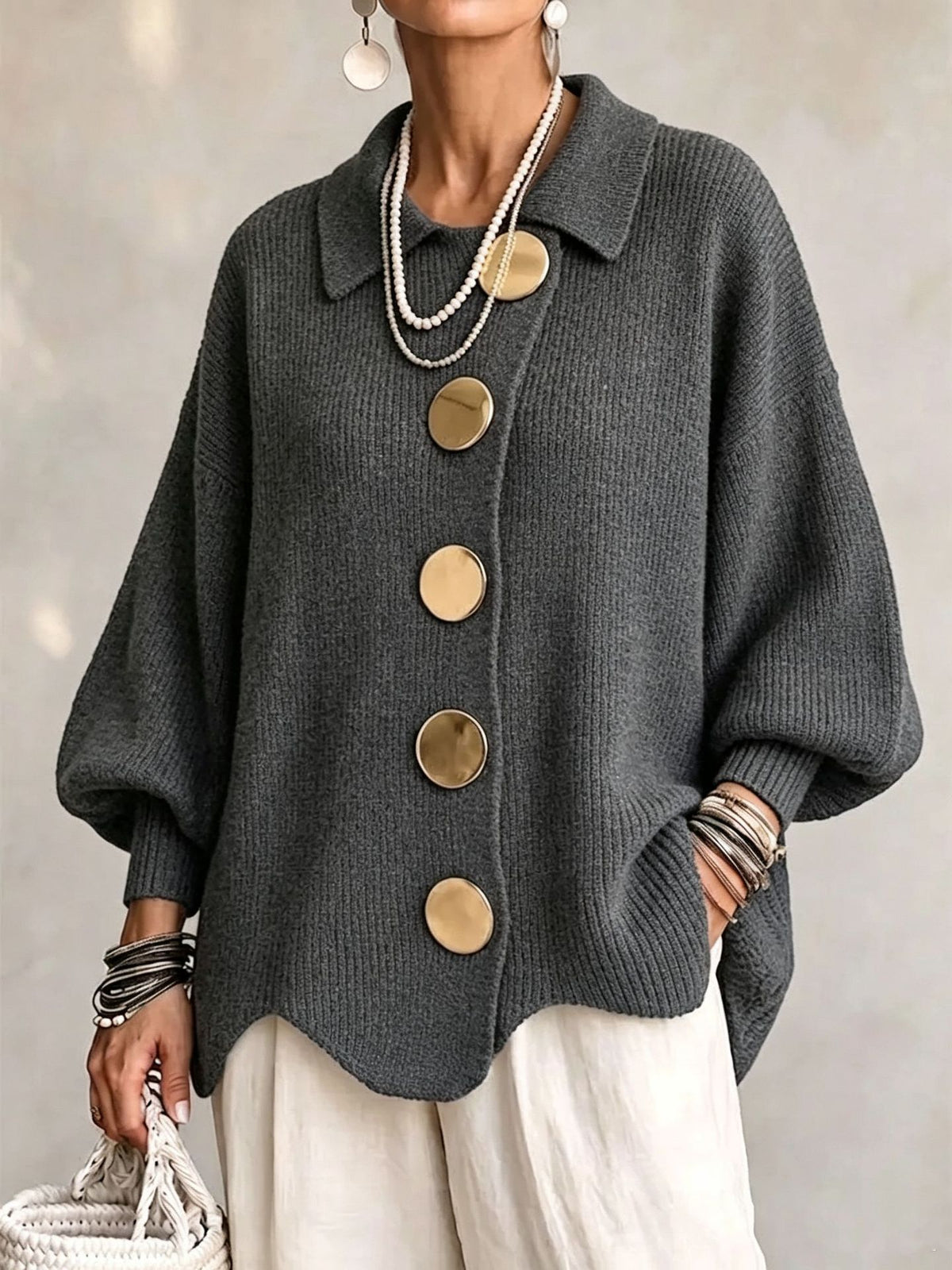 Gilet en maille boutonné col à revers – photo 12 – Frippin'Dealz