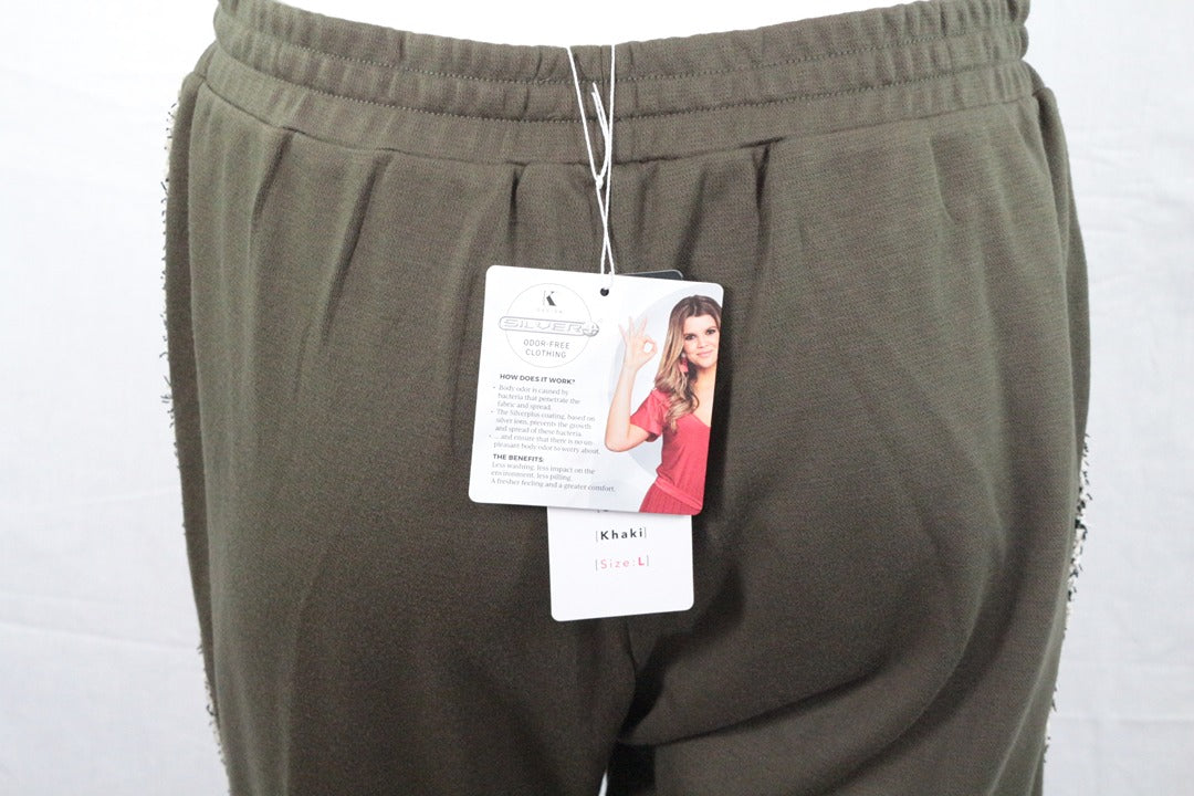Pantalon de survêtement K Design kaki bandes pailletées L 7