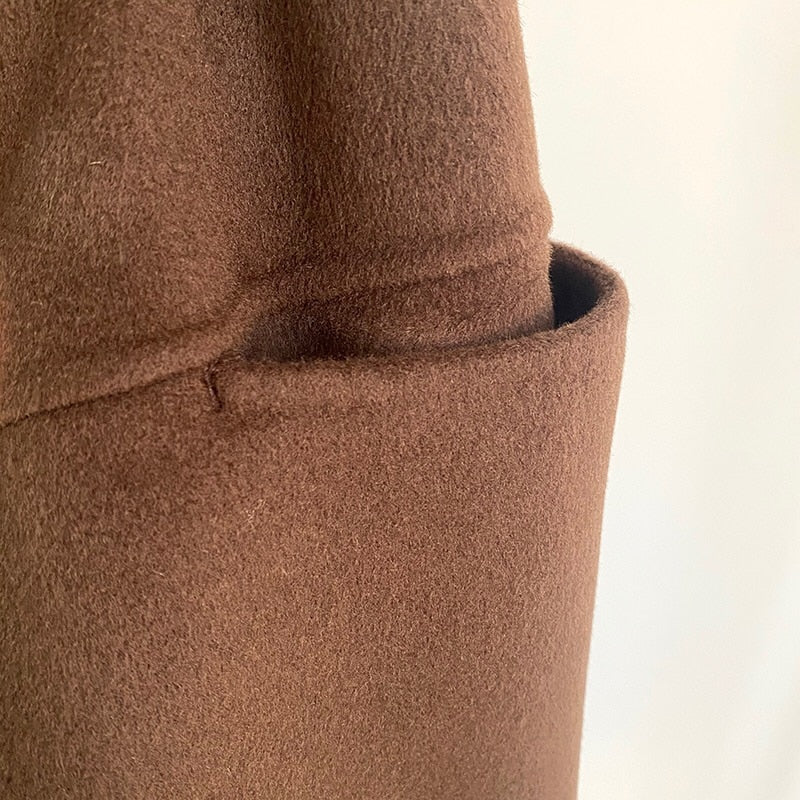 Manteau long laine cachemire col à revers femme – photo 12 – Frippin'Dealz