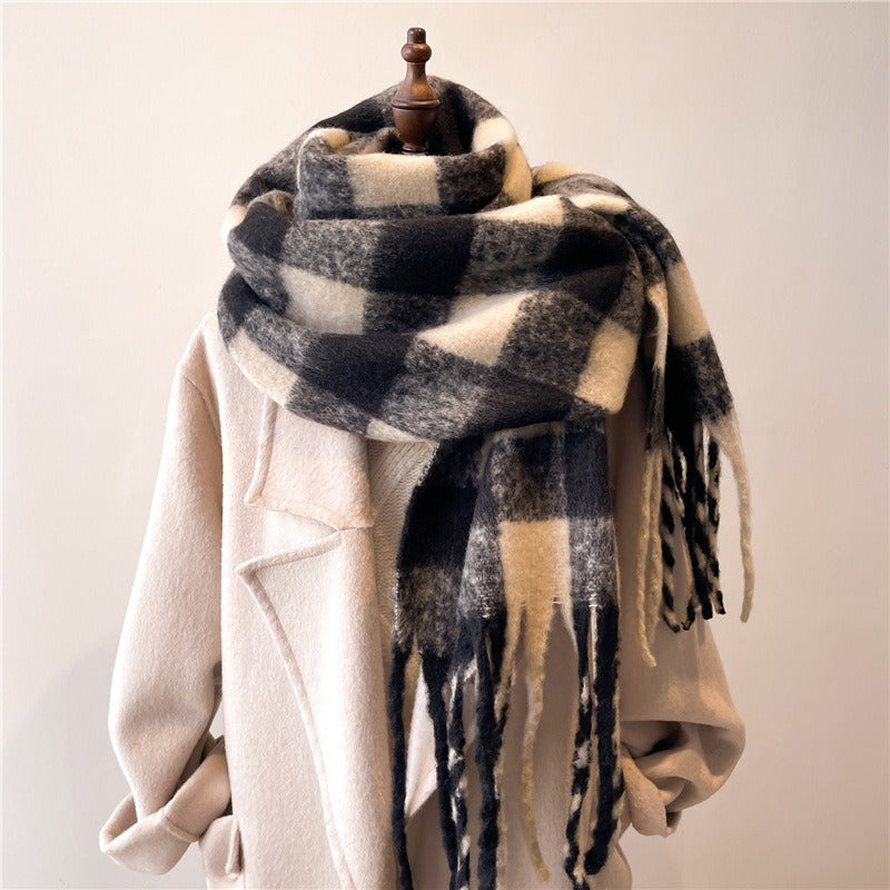 Extended scarf winter women's plaid scarf shawl dual purpose men's scarf British style imitation cashmere scarf 6