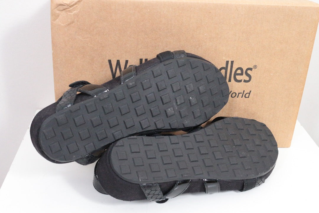 Sandales Walking Cradles Cuir Verni Noir Taille 34 Neuf 9