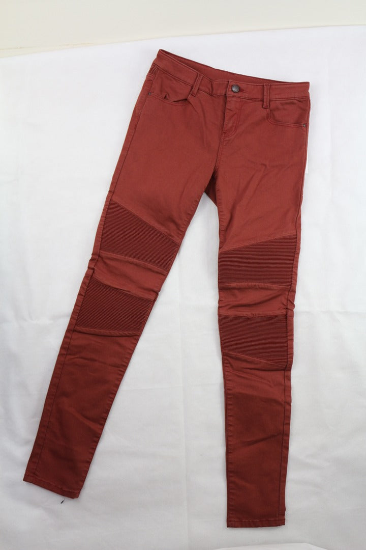 Pantalon slim bordeaux effet motard coton élasthanne 36 Archive Fashion 5