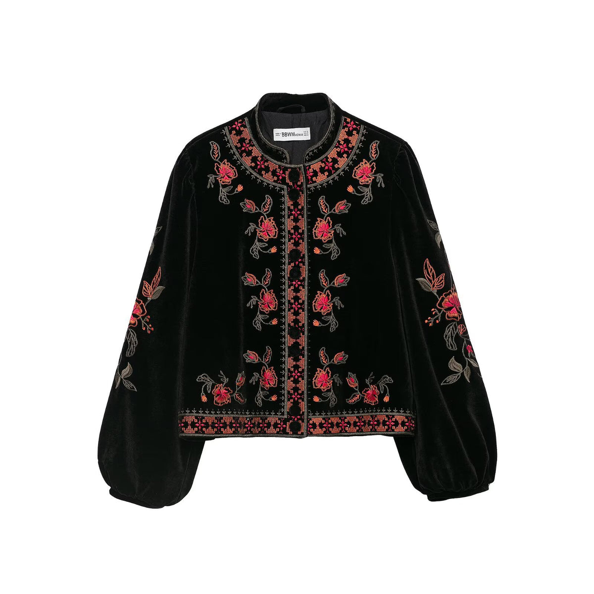 Veste courte col montant brodée femme – photo 6 – Frippin'Dealz