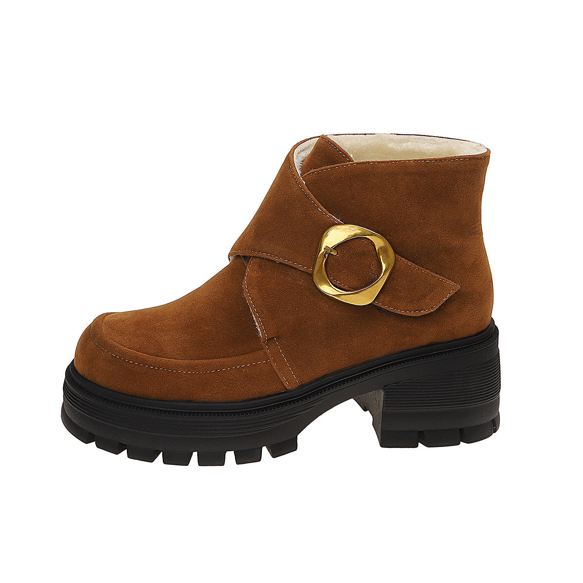 Bottes hautes femme aspect daim talon épais – photo 7 – Frippin'Dealz