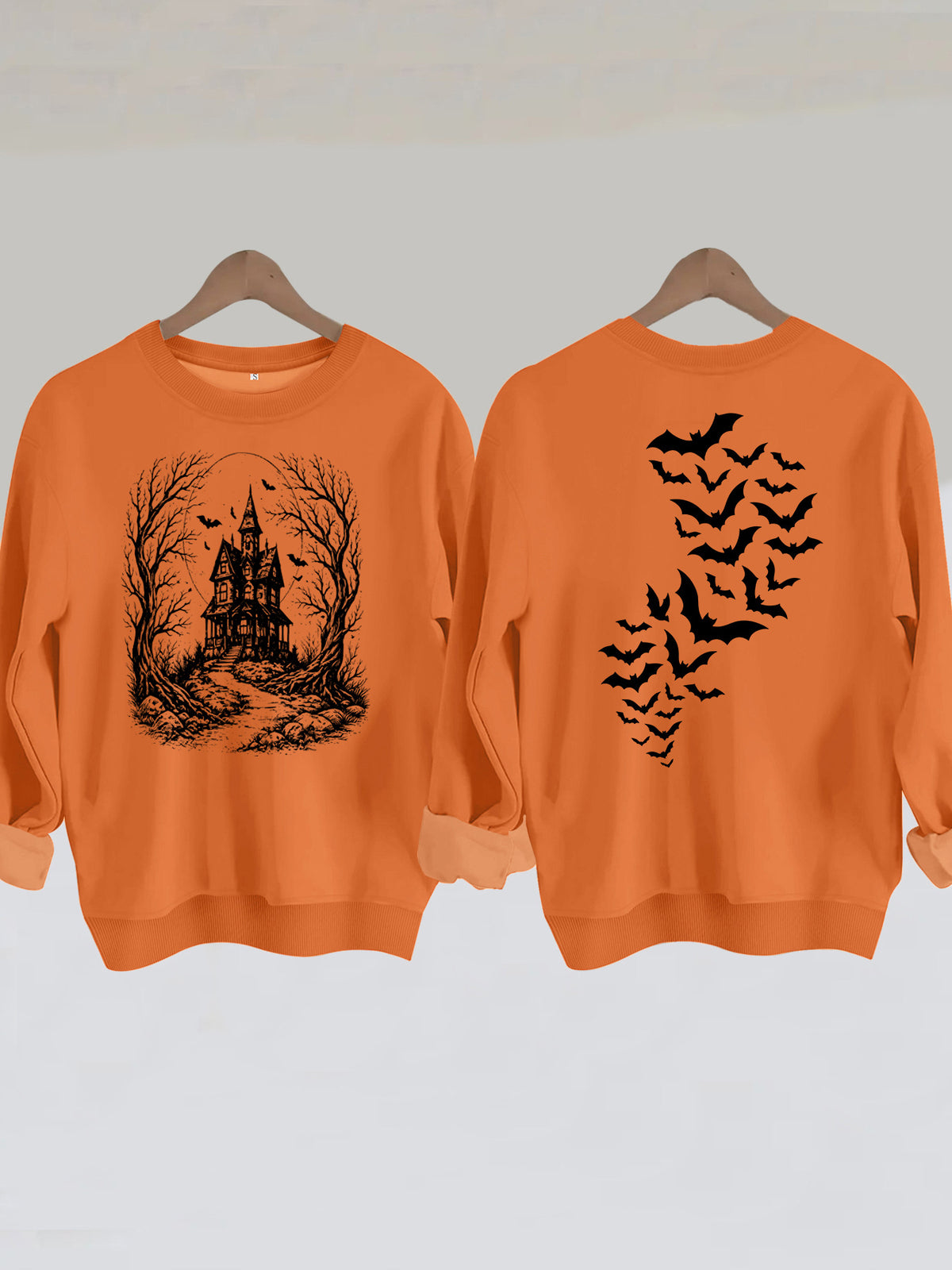 Sweat ample à col rond, manches lanternes, imprimé transfert thermique, pour femme, 7 coloris dont café et rouge orangé 12