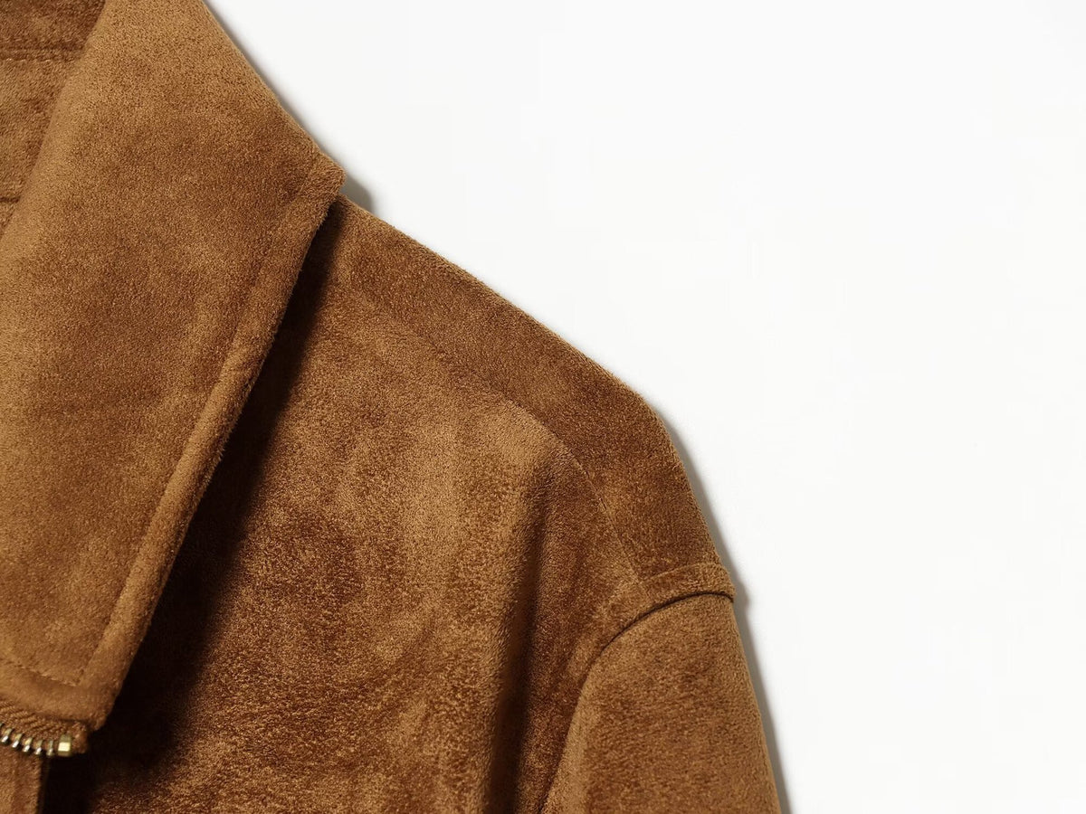 Veste courte col montant effet daim taille élastique femme – photo 10 – Frippin'Dealz
