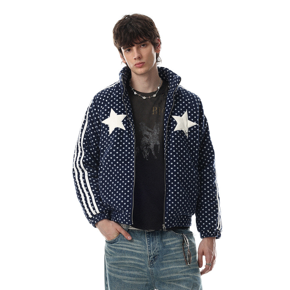 Veste homme à col montant, imprimé pois intégral, coton épais