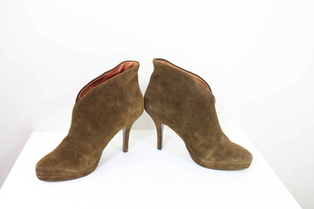 Bottines talons Lola Cruz daim kaki vert 38 vintage chic 5