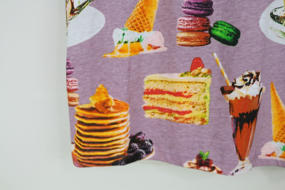 T-shirt Brave Soul imprimé gâteaux violet M neuf avec étiquette 3