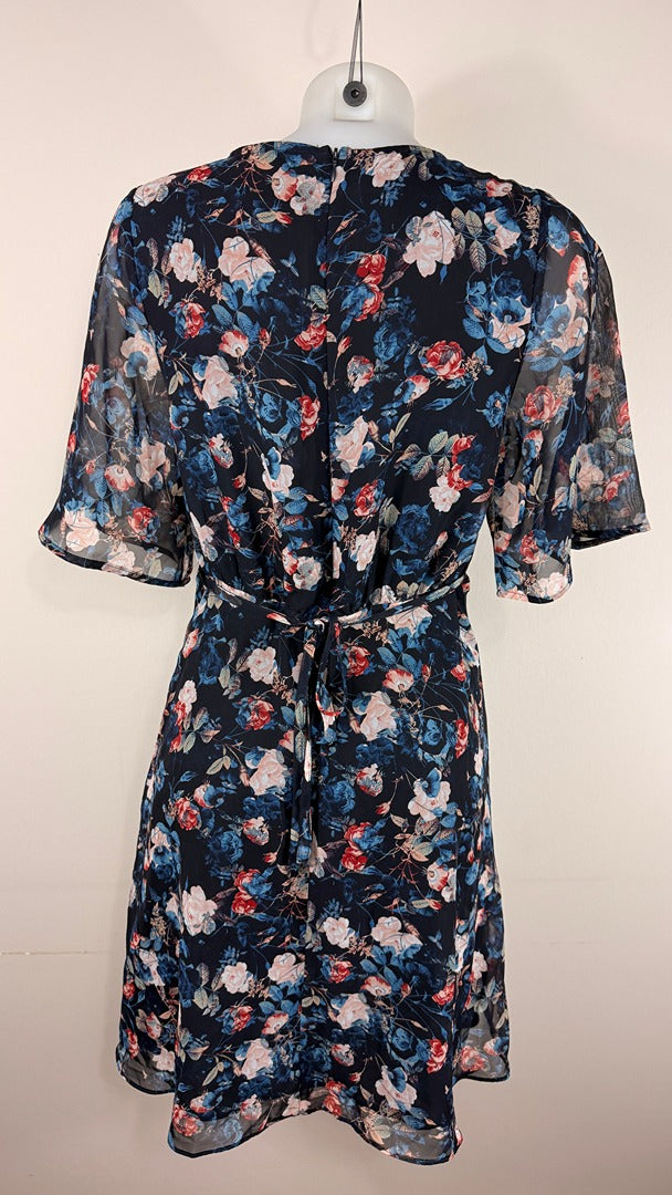 Robe fleurie bleu marine Cubus polyester 36 très bon état 6