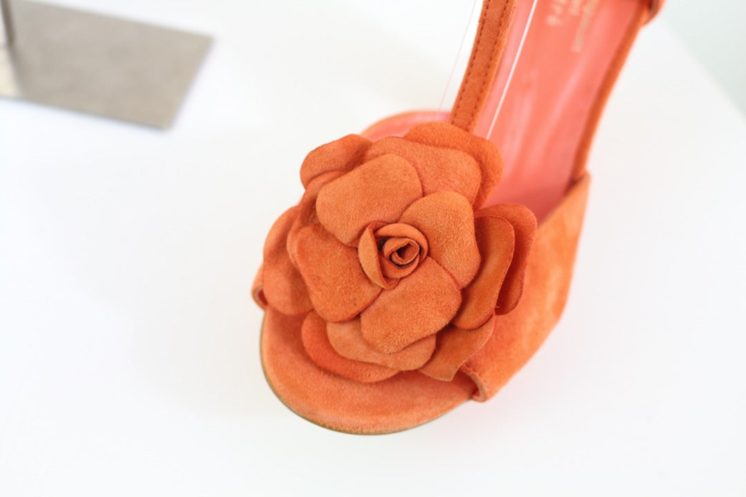 Sandales talons André orange fleur 38 vintage chic 6
