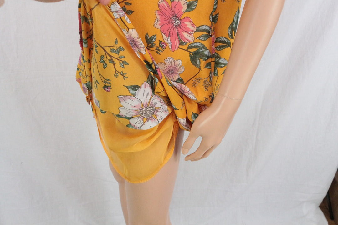 Robe courte Lola Liza jaune à fleurs T40 12
