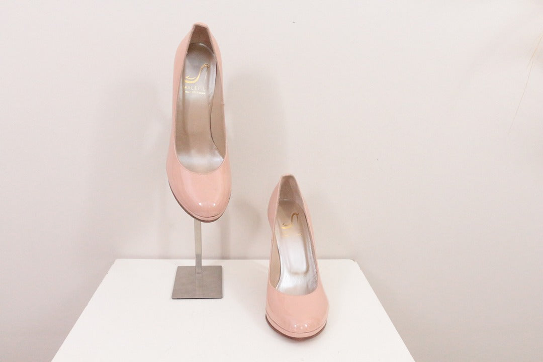 Escarpins Malefic Choo vernis rose nude taille 37 talon haut 7