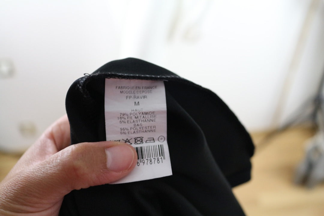 Robe portefeuille Camille de Paris noir pailleté chic M 7