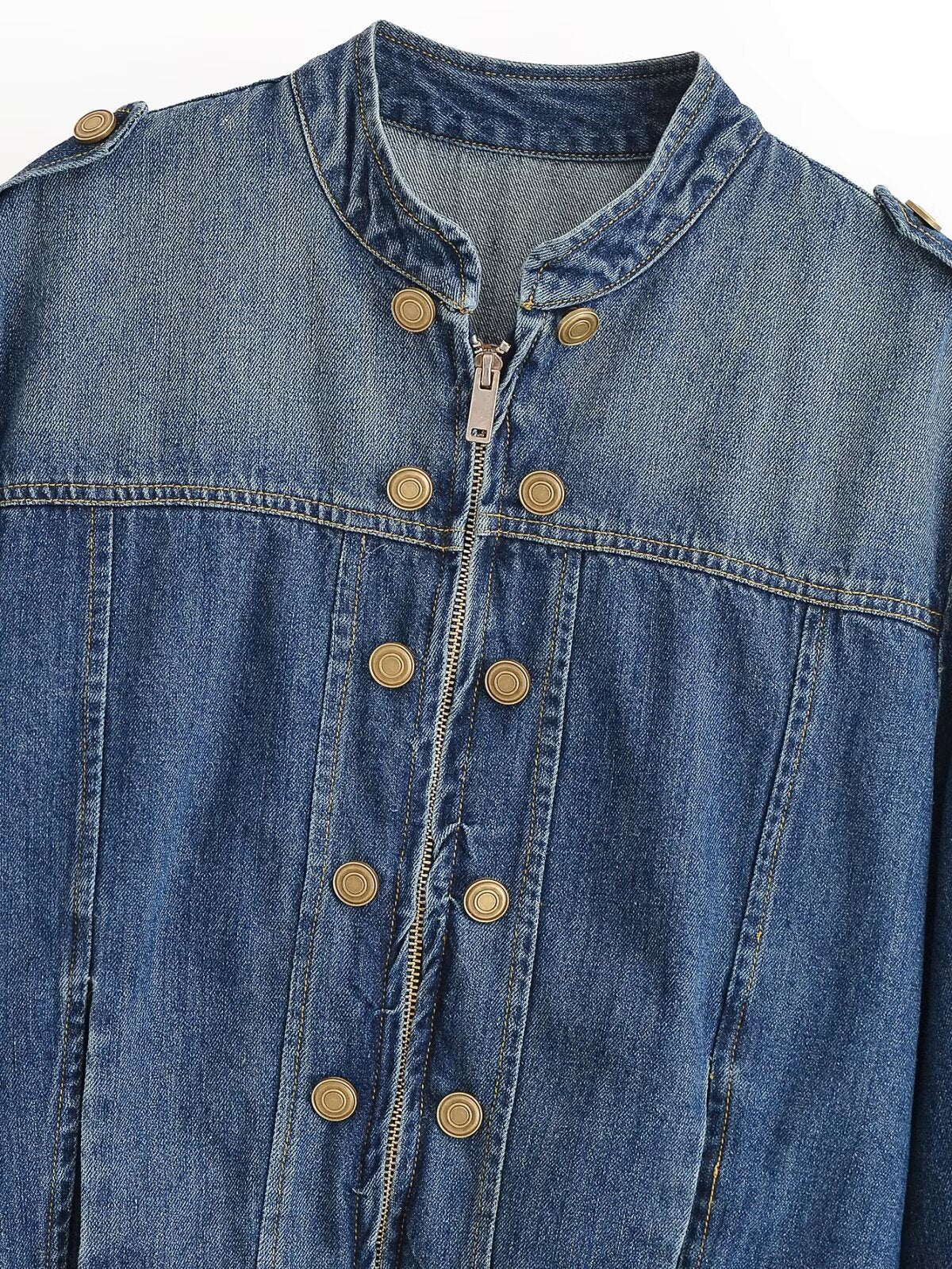 Veste courte en jean col montant femme – photo 8 – Frippin'Dealz