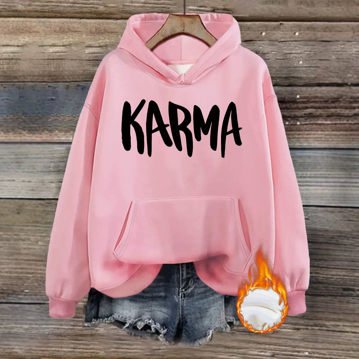 Sweat à capuche ample, manches lanternes, poche, imprimé, épais, pour femme, 8 coloris 6