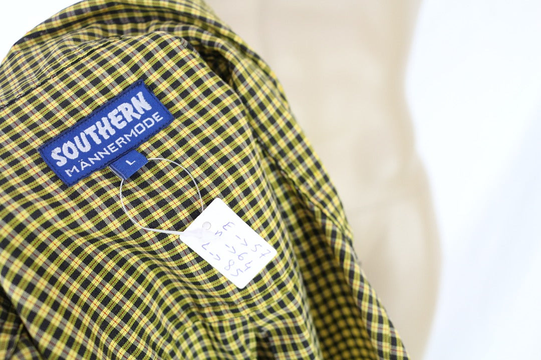 Chemise carreaux Southern Männermode coton jaune L 10