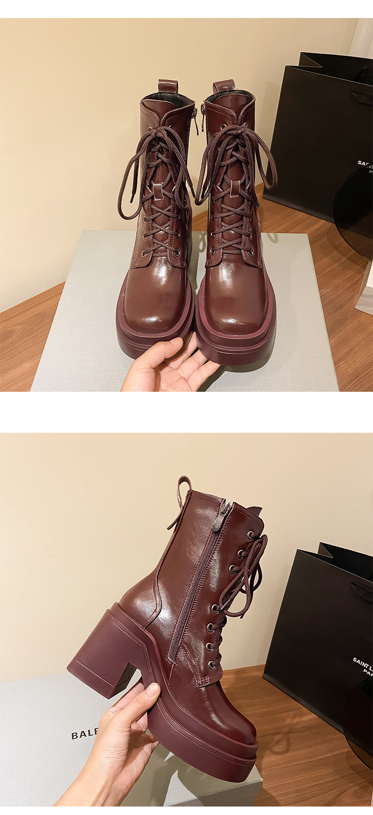 Bottines plateforme talon épais cuir femme – photo 17 – Frippin'Dealz