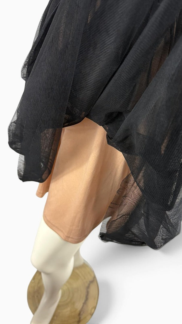 Robe patineuse Lily Mcbee noire et nude tulle dentelle L coquette 8