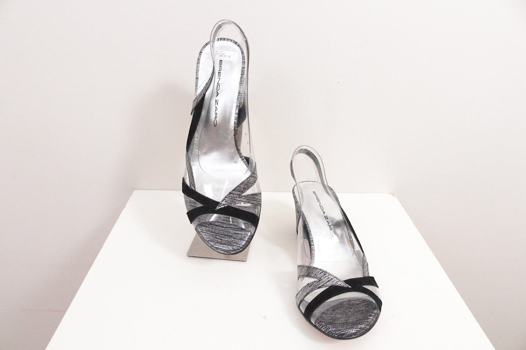 Sandales Brenda Zaro argenté noir transparent talons 37 7