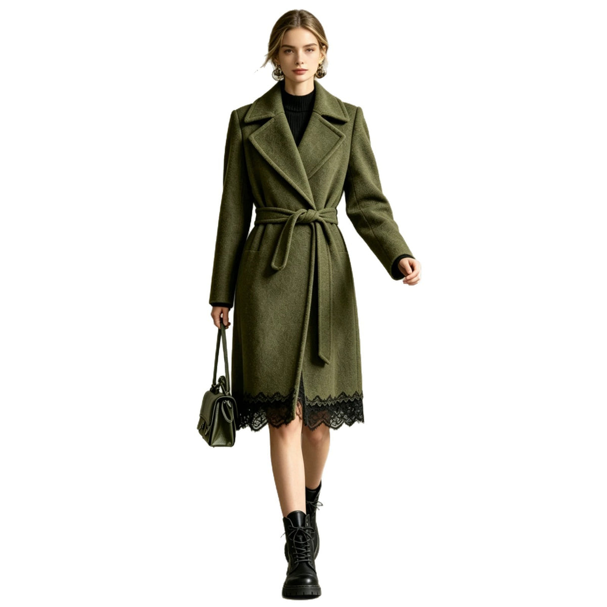 Manteau effet lainage vert militaire – photo 3 – Frippin'Dealz