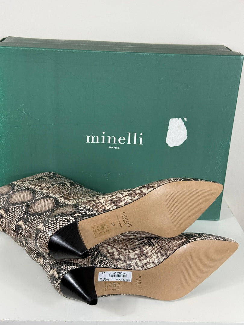 Bottes Minelli Kristen imprimé python beige 38 - Neuf avec étiquette 4