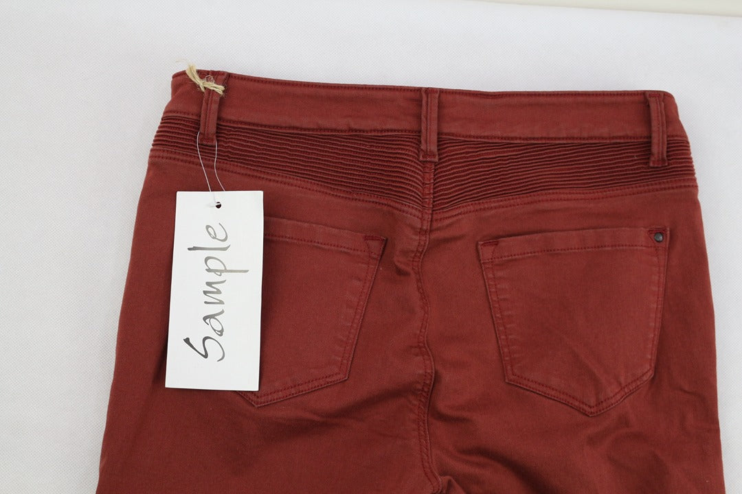 Pantalon slim bordeaux effet motard coton élasthanne 36 Archive Fashion 6
