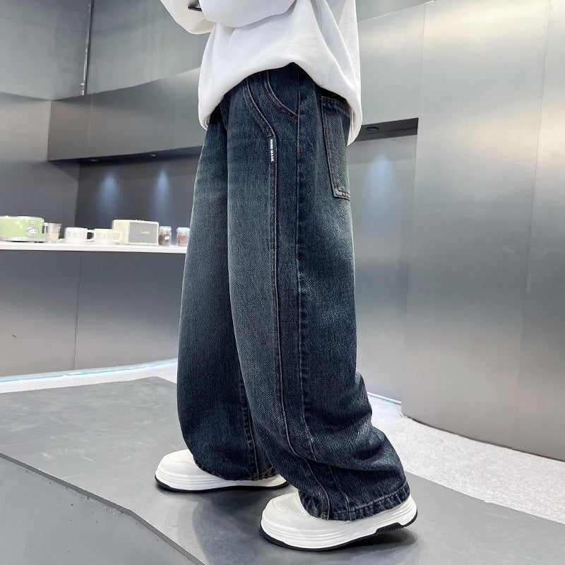 Pantalon en denim décontracté pour garçon, coupe ample, automne 3