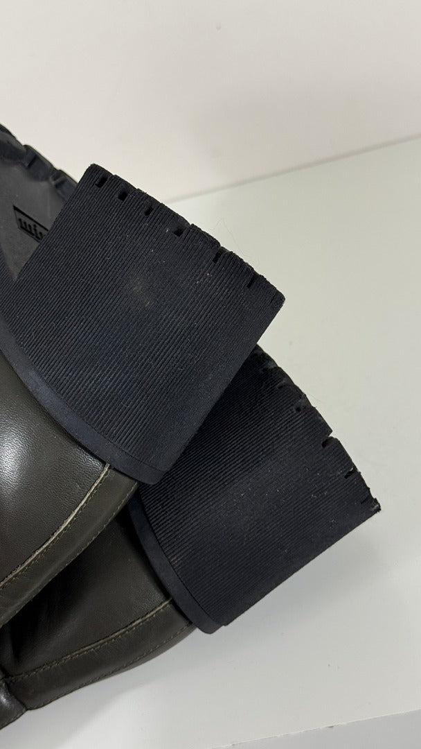 Bottines Chelsea Minelli vert kaki cuir semelle crantée 38 vintage 7