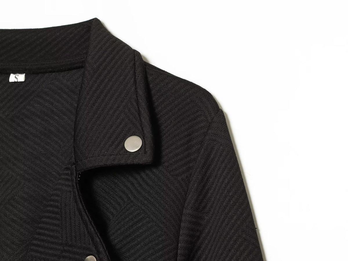 Veste cintrée col à revers zip oblique boutons femme noire – photo 9 – Frippin'Dealz