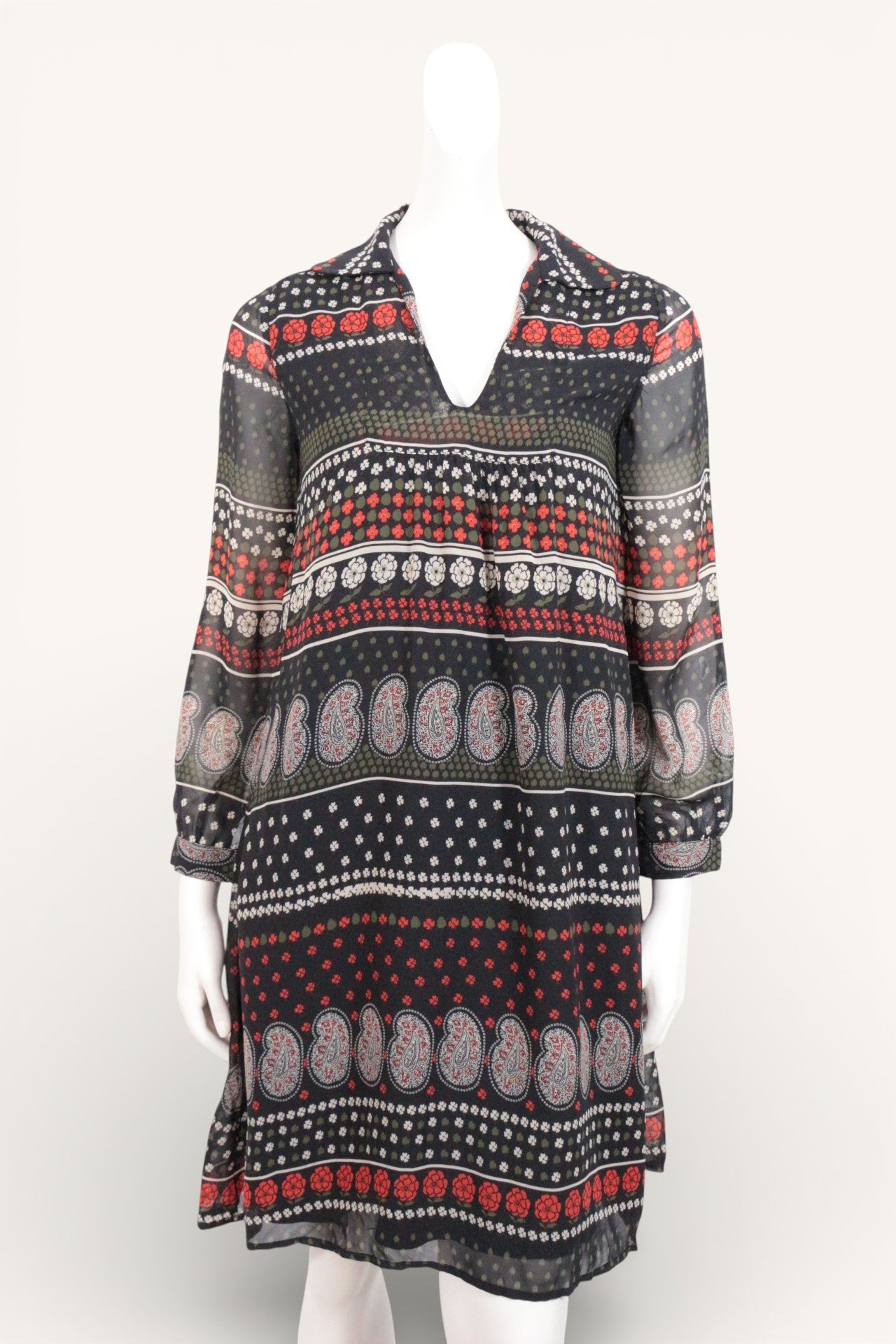 Molly Bracken – Abito longuette – Poliestere – Nero, kaki, rosso, stampa floreale 3