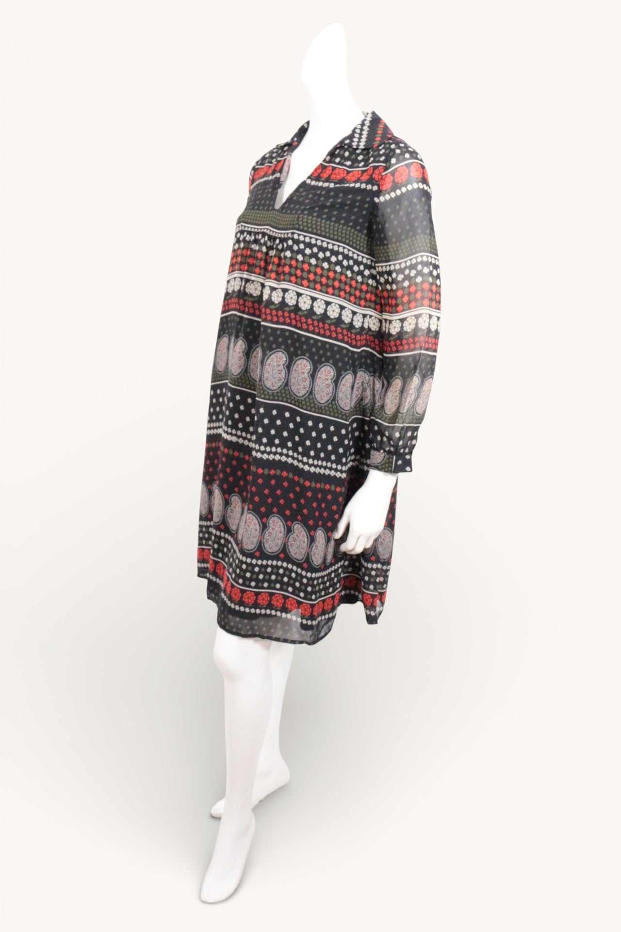 Molly Bracken – Abito longuette – Poliestere – Nero, kaki, rosso, stampa floreale 7