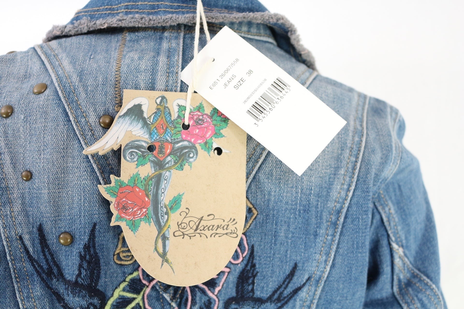 Veste Jean Femme Y2K McBling Brodée Cloutée Coupe Cintrée Denim Destroy 8