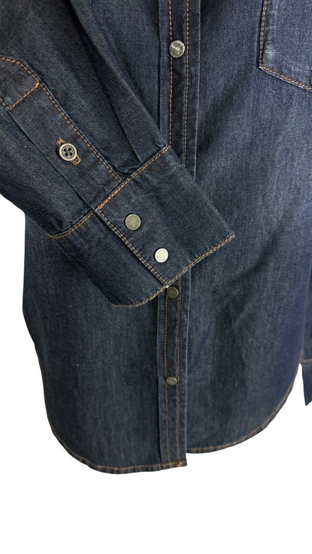 Chemise en jean bleu western strass vintage 36 S 5