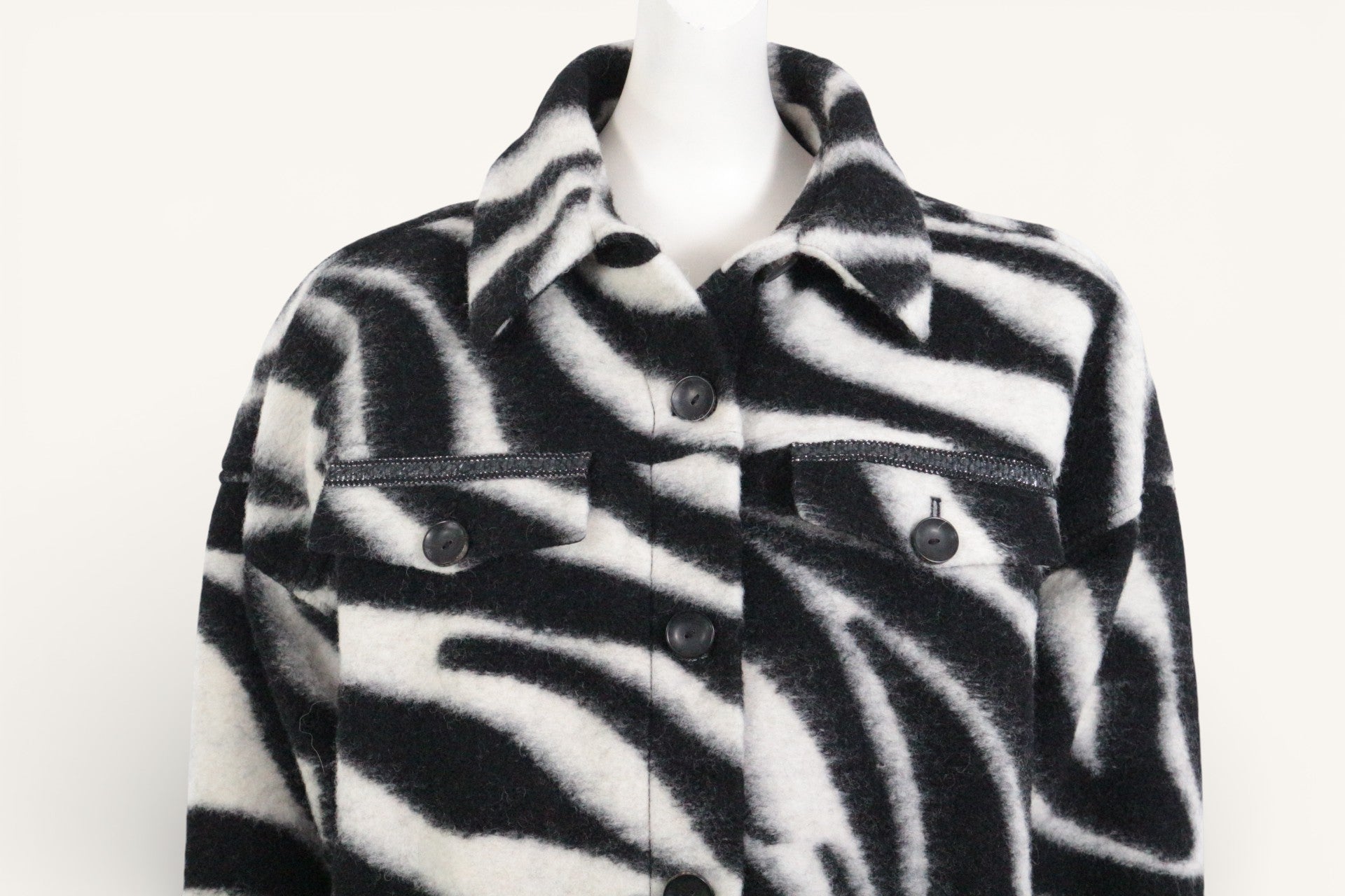 One Step – Mantel – Wolle, Polyester – Schwarz, Weiß 4
