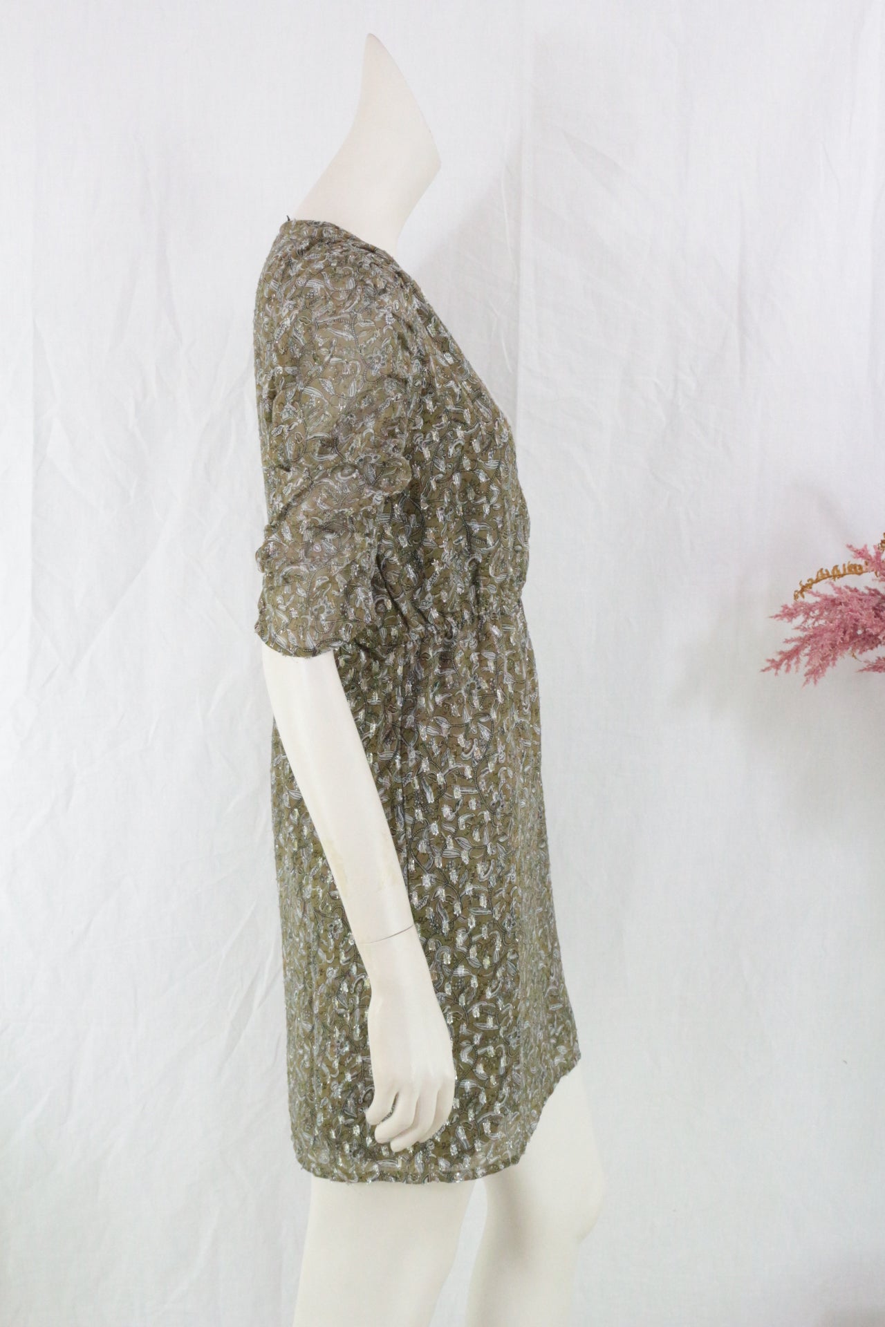 An'ge Robe courte Polyester Kaki, Gris S  Neuf 9