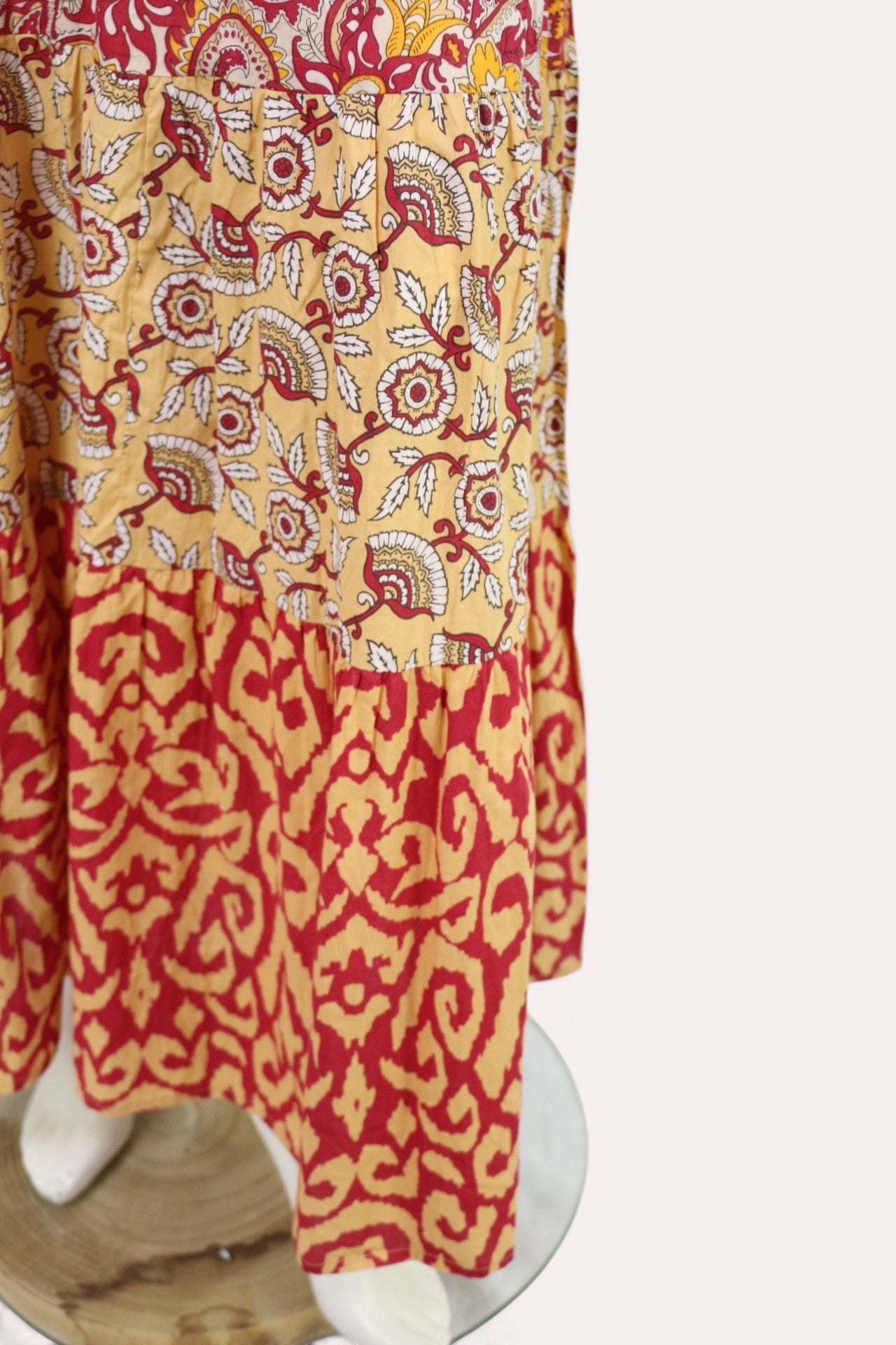 Jupe longue An’ge bohème coton imprimé moutarde rouge taille M NWT 3