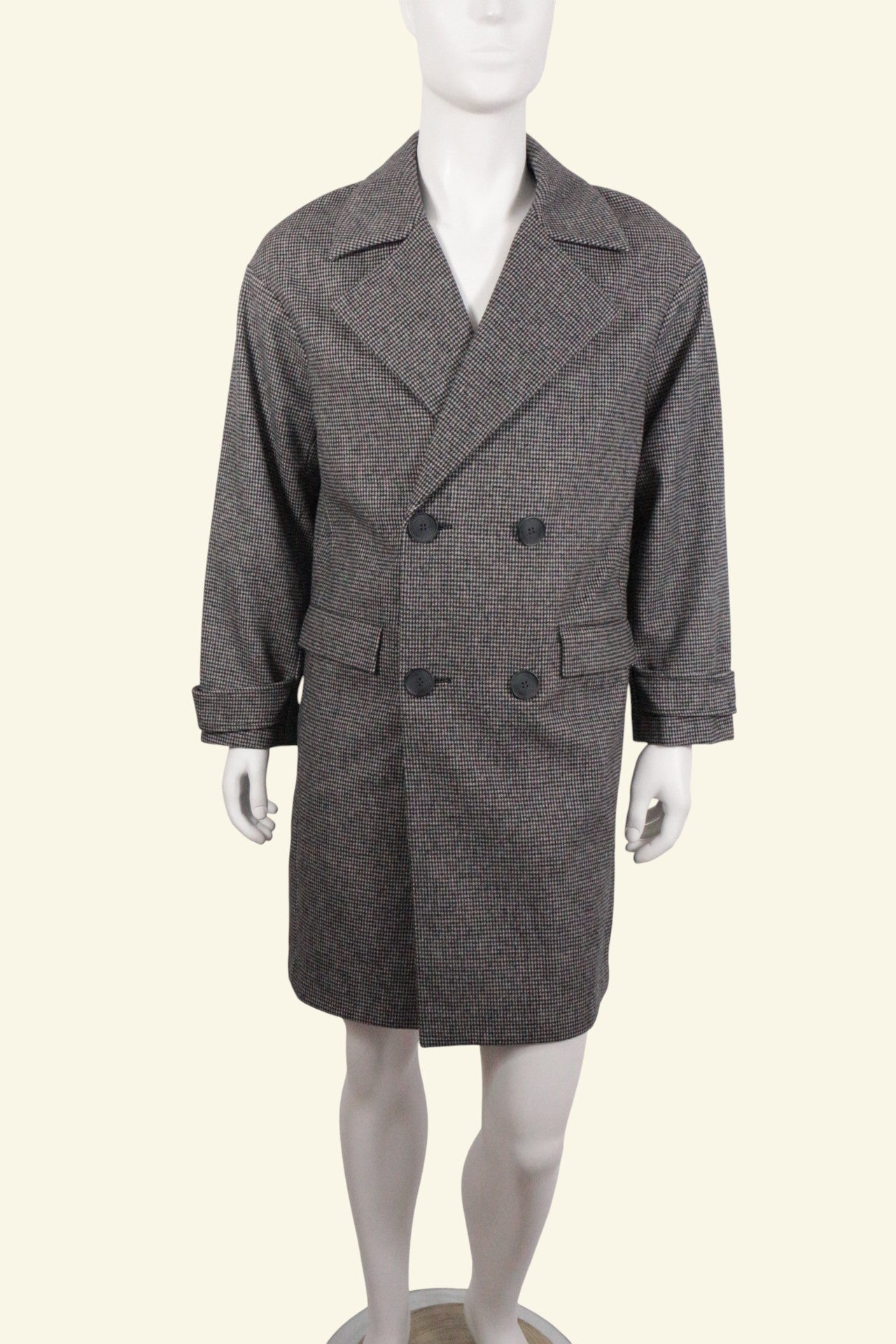 Eleven Paris Manteau mi-long Laine, Polyester Noir, Gris clair S  Neuf 5