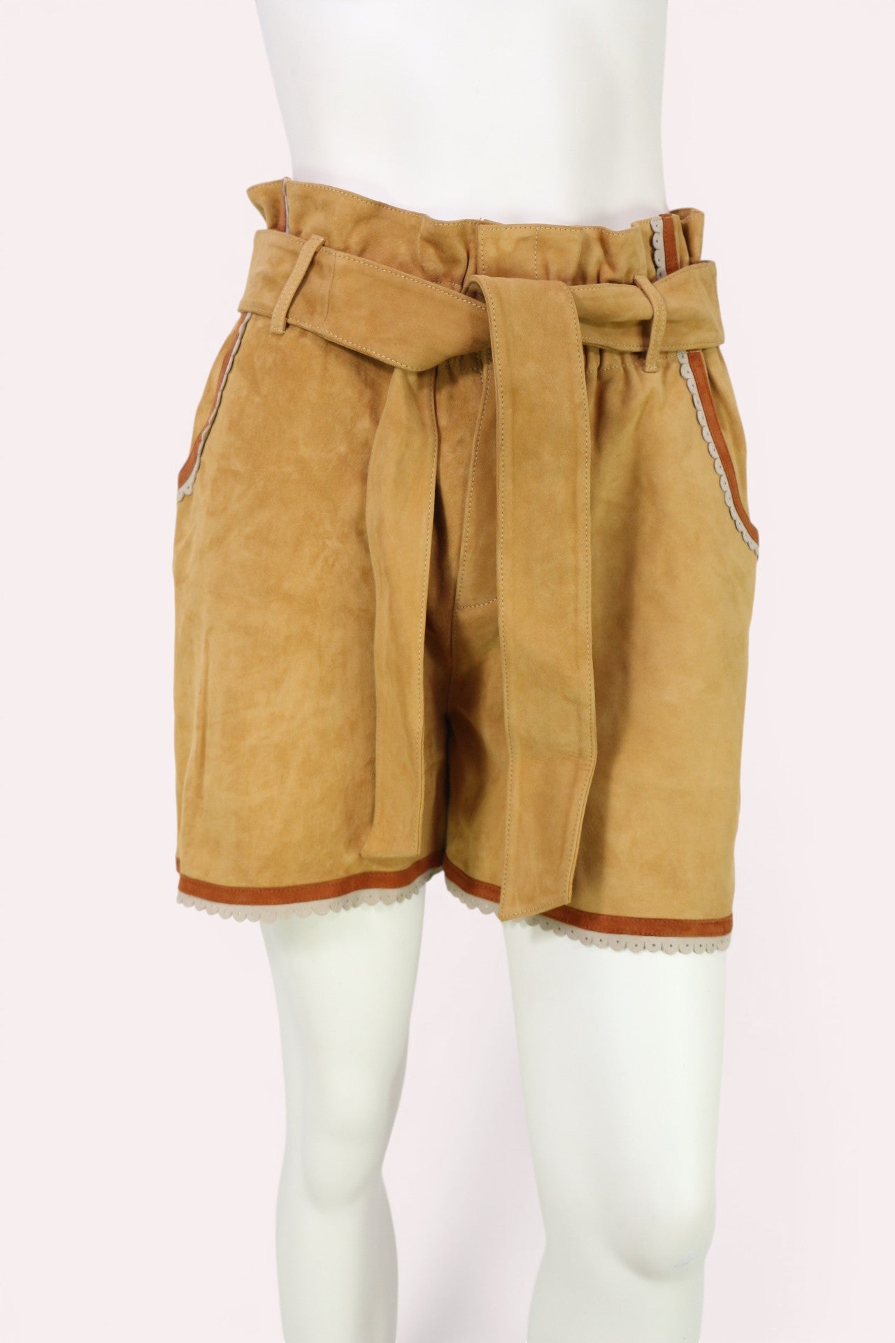 Short Claudie Pierlot cuir de chèvre camel taille 38 2
