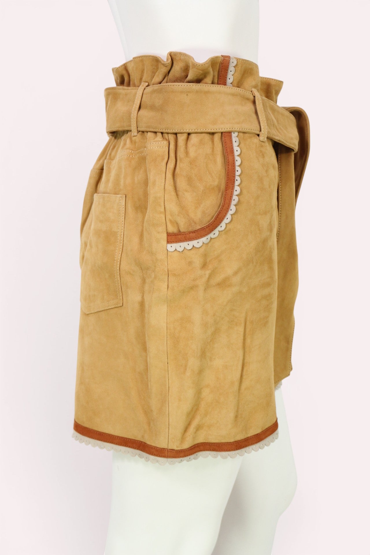 Short Claudie Pierlot cuir de chèvre camel taille 38 4