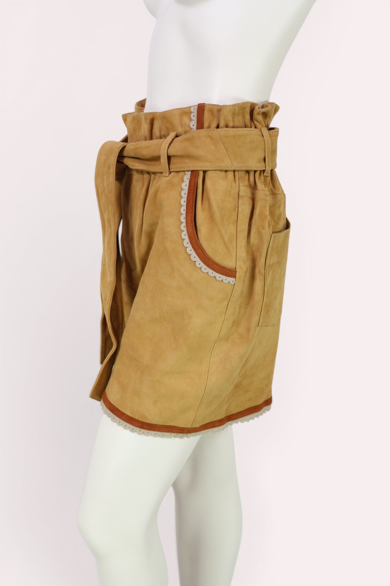 Short Claudie Pierlot cuir de chèvre camel taille 38 7