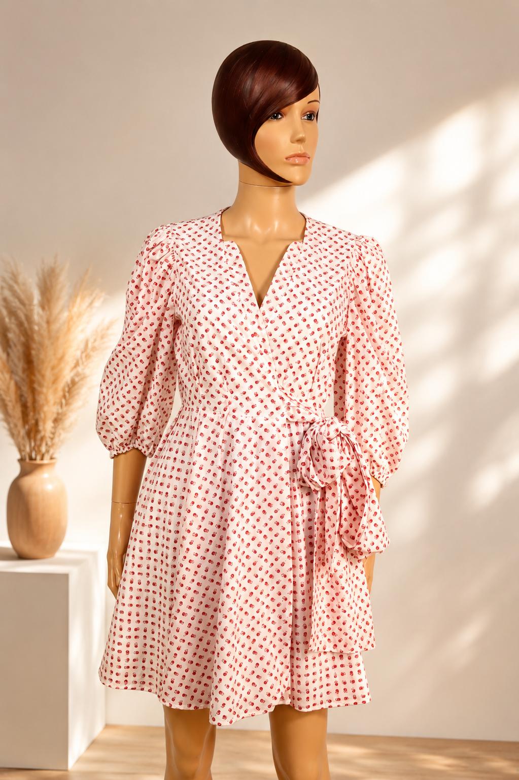 Robe portefeuille Claudie Pierlot imprimée rose écru T40 – élégante & féminine