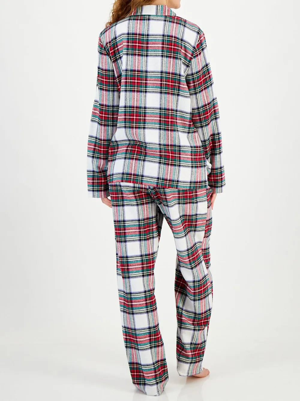 Ensemble de détente à carreaux, haut boutonné à col et pantalon assorti, deux pièces, pour femme, 3 coloris 6