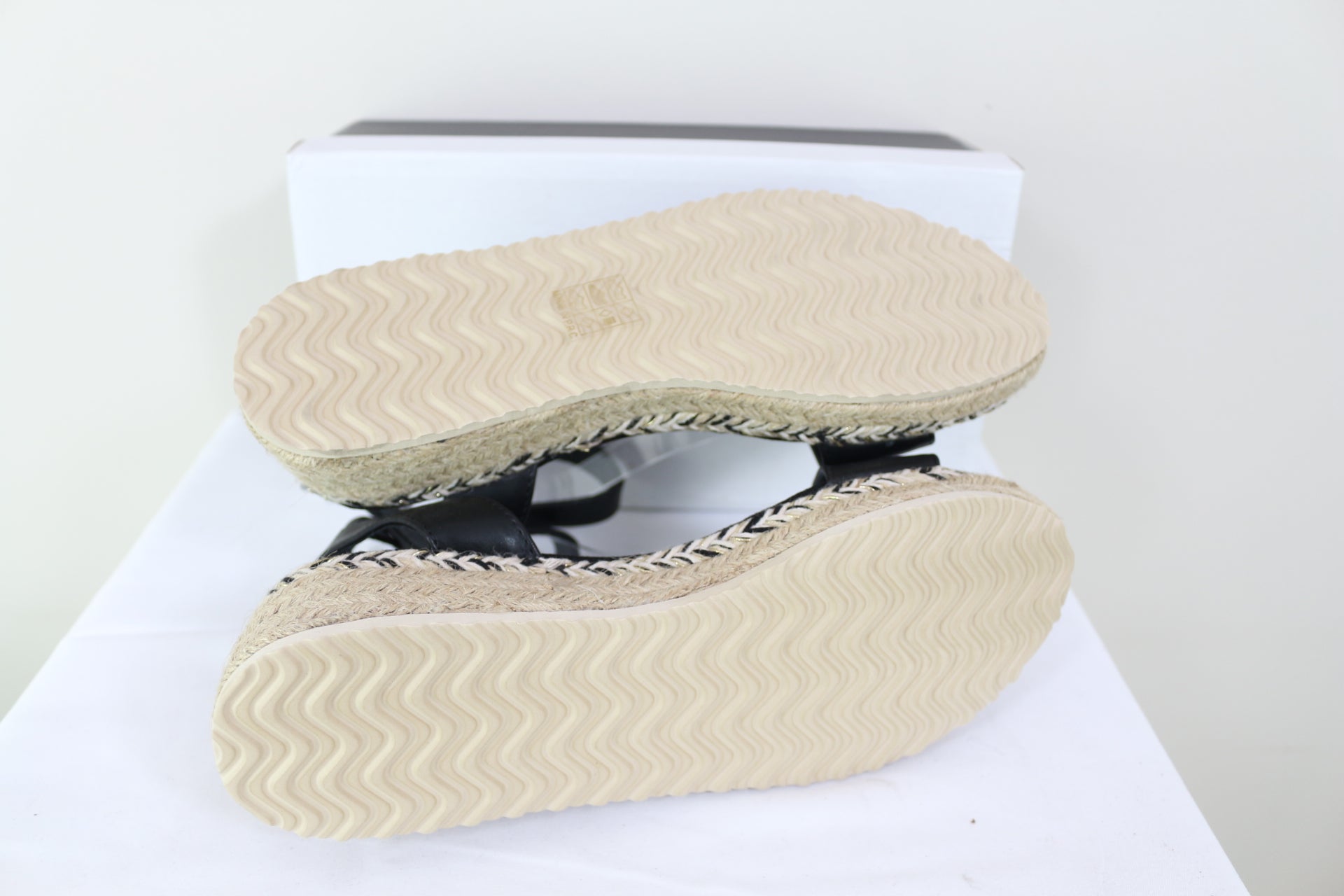 Lady Glory Sandales Compensées Espadrilles Noires Plateforme Neuves 7