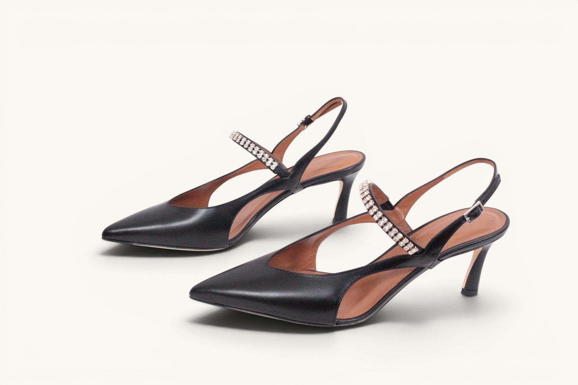 Escarpins Ghazal Paris "Lisa" slingback cuir noir et strass NEUFS - Taille 39.5 3