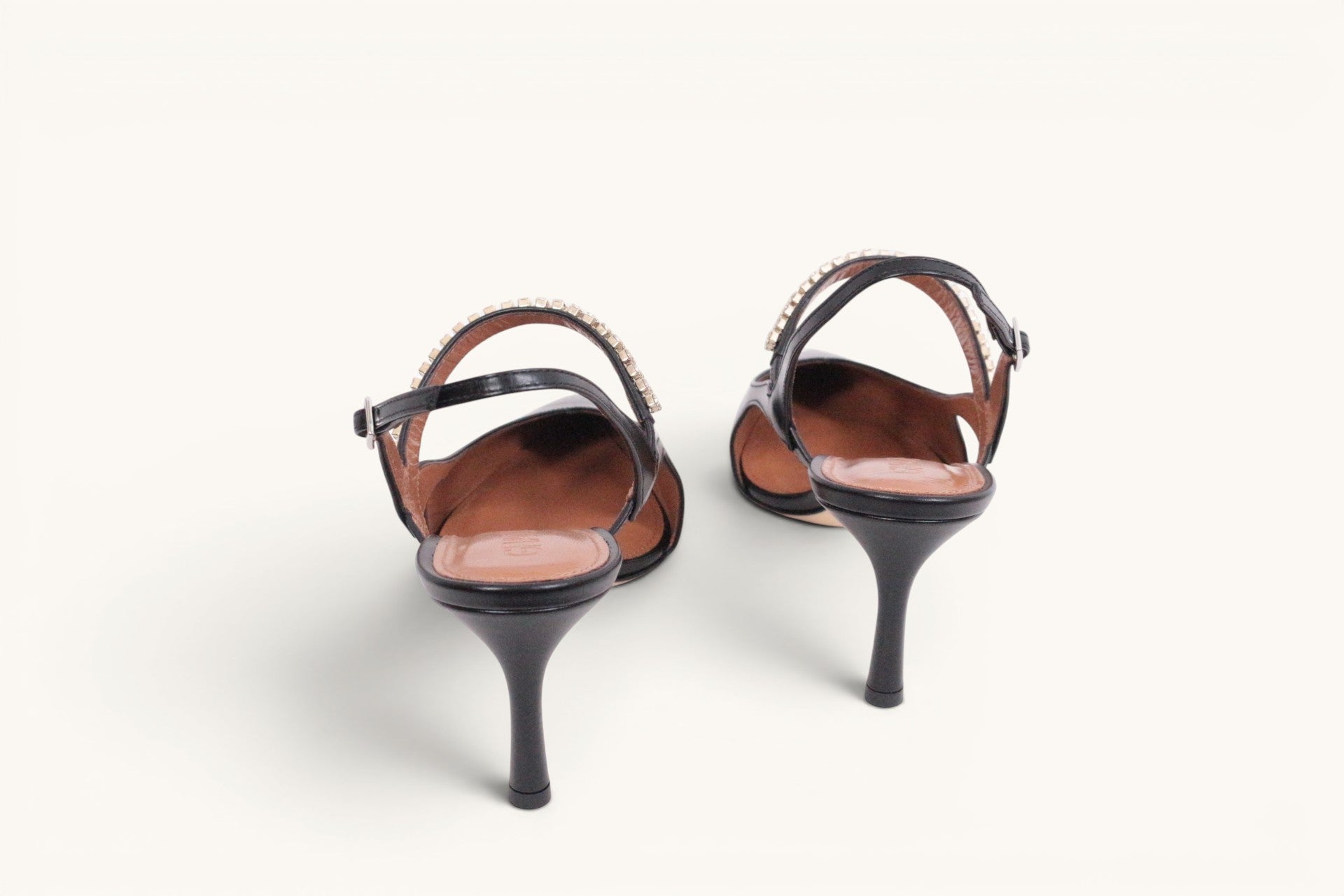 Escarpins Ghazal Paris "Lisa" slingback cuir noir et strass NEUFS - Taille 39.5 7
