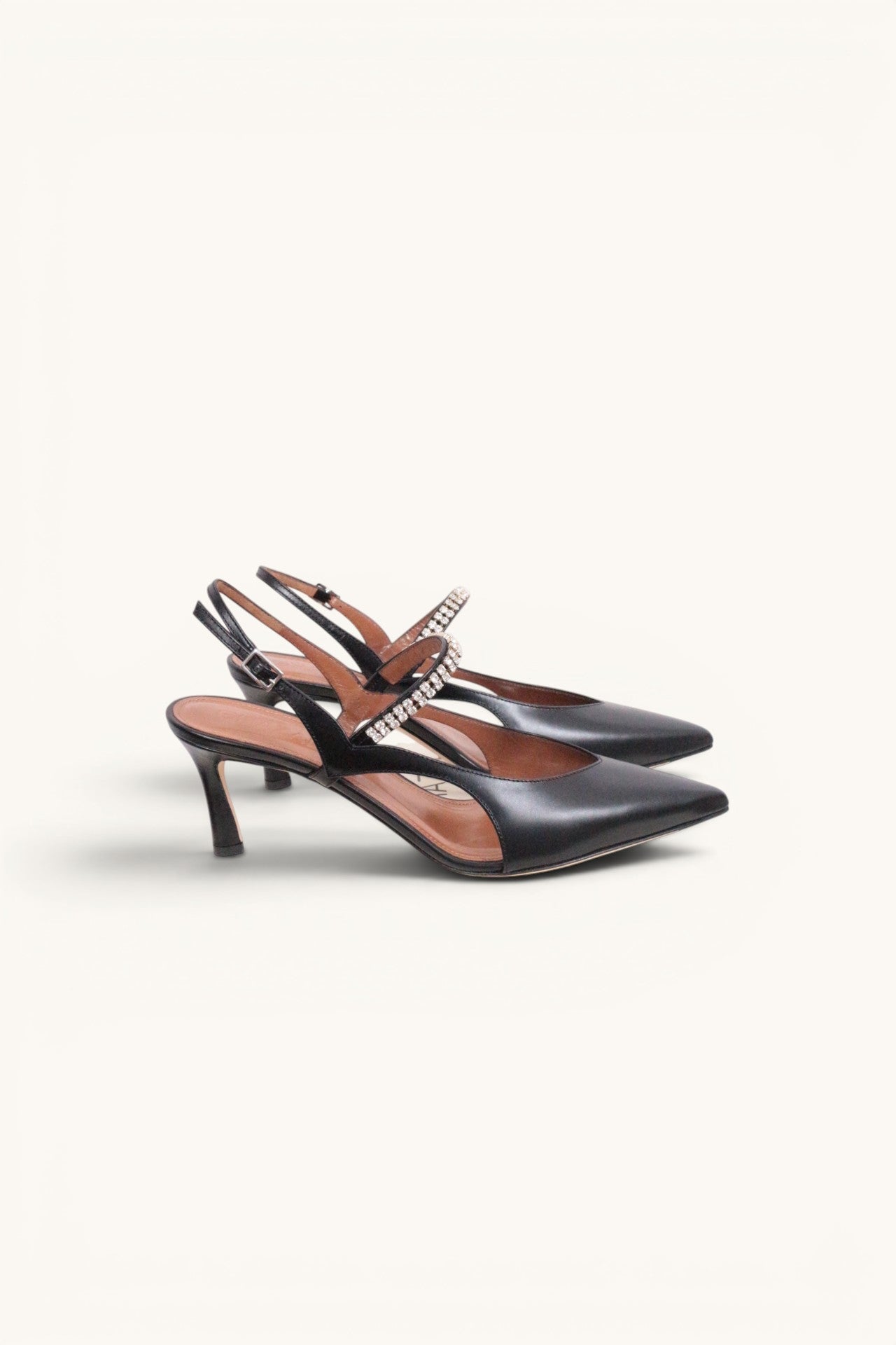 Escarpins Ghazal Paris "Lisa" slingback cuir noir et strass NEUFS - Taille 39.5 10