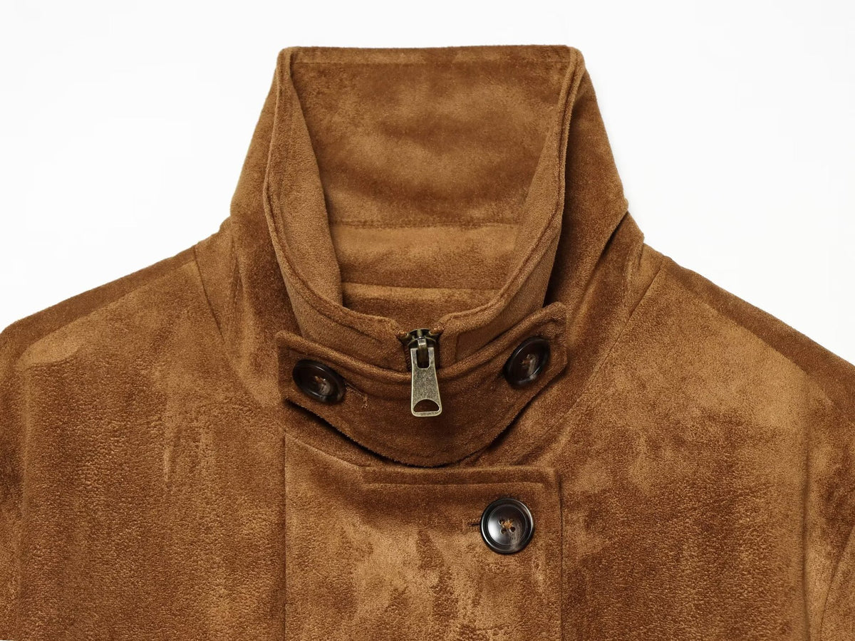 Veste courte col montant effet daim taille élastique femme – photo 8 – Frippin'Dealz