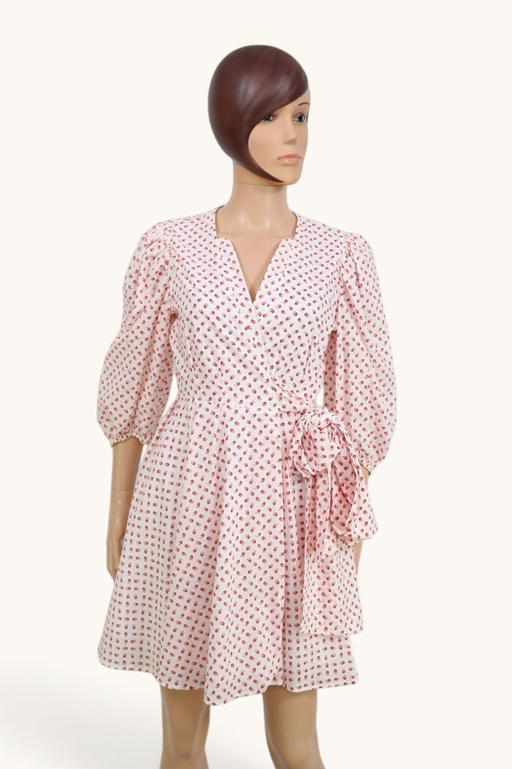 Robe Claudie Pierlot Refleurette blanc rouge coton 40